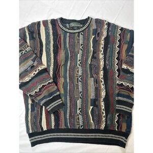 Vintage Croft & Barrow 3D Textured Sweater Size XL  Coogi Cosby Knit Colorful